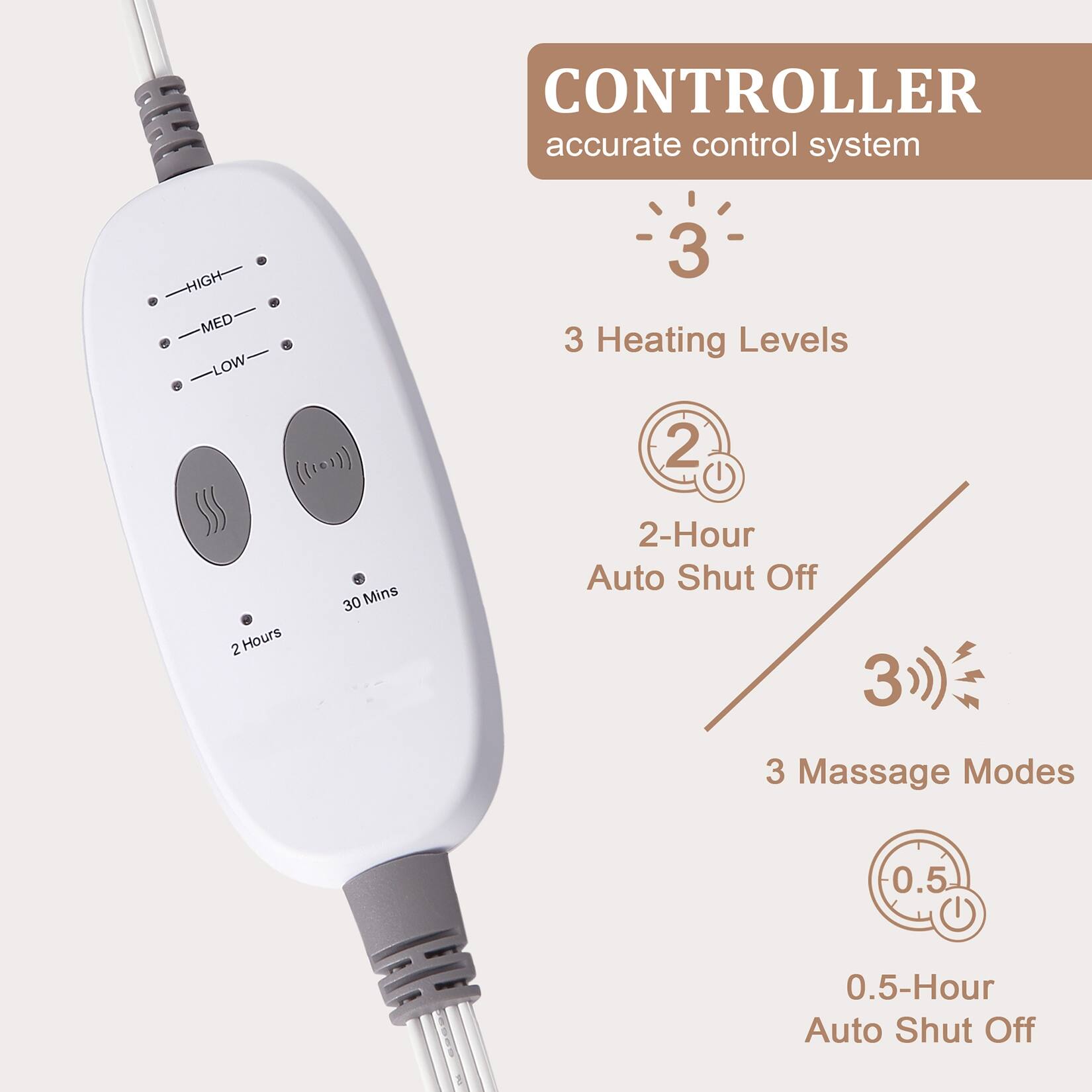 Weighted Heating Pad with 2 Massager, Electric Massaging Heating Pad